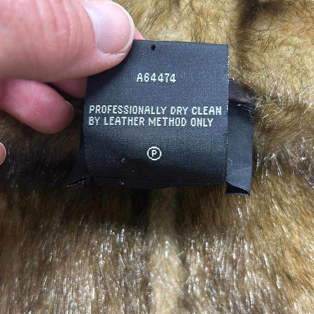 NWOT Vintage Dennis Basso Penny Lane Brown Leather Woven Faux‎ Fur Coat L - Picture 11 of 14